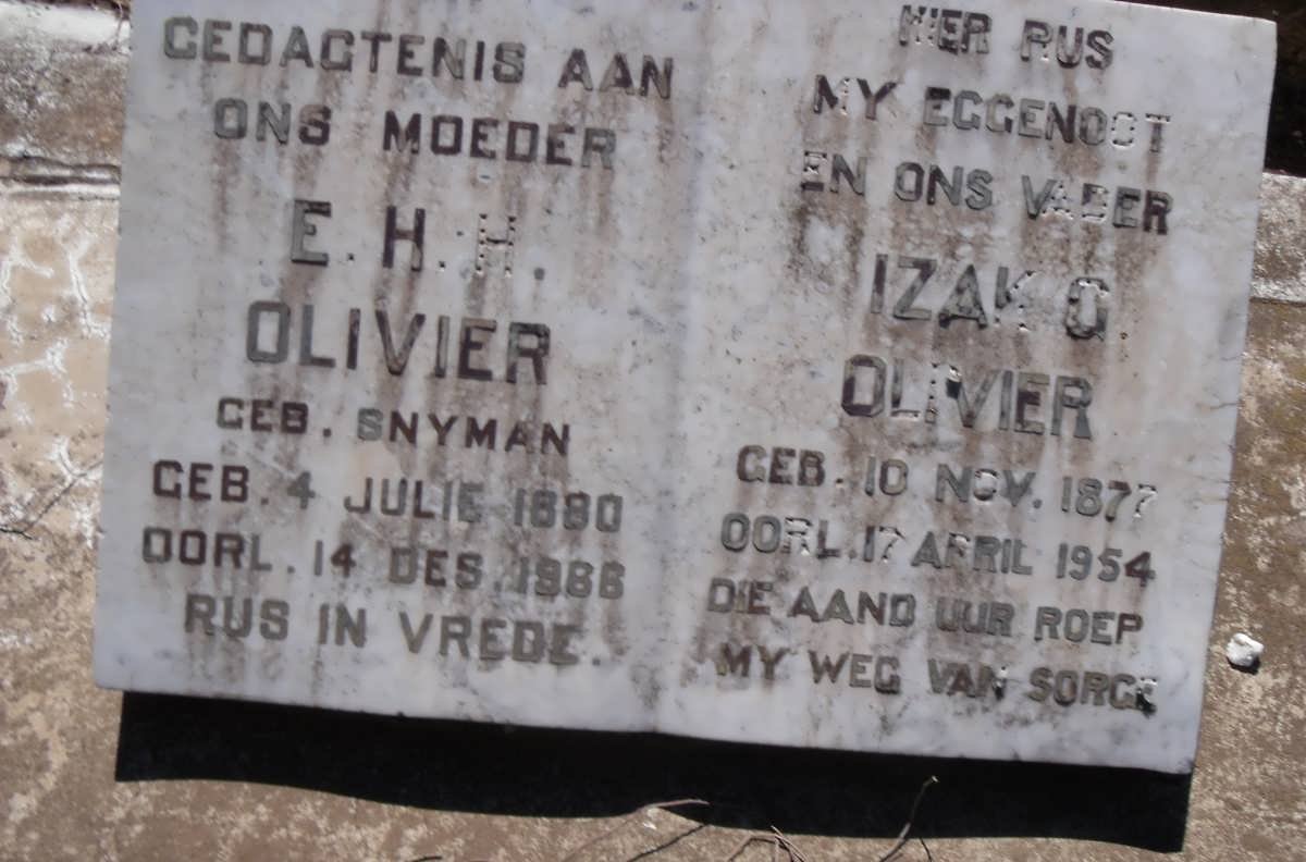 OLIVIER Izak O. 1877-1954 &amp; E.H.H. SNYMAN 1880-1958