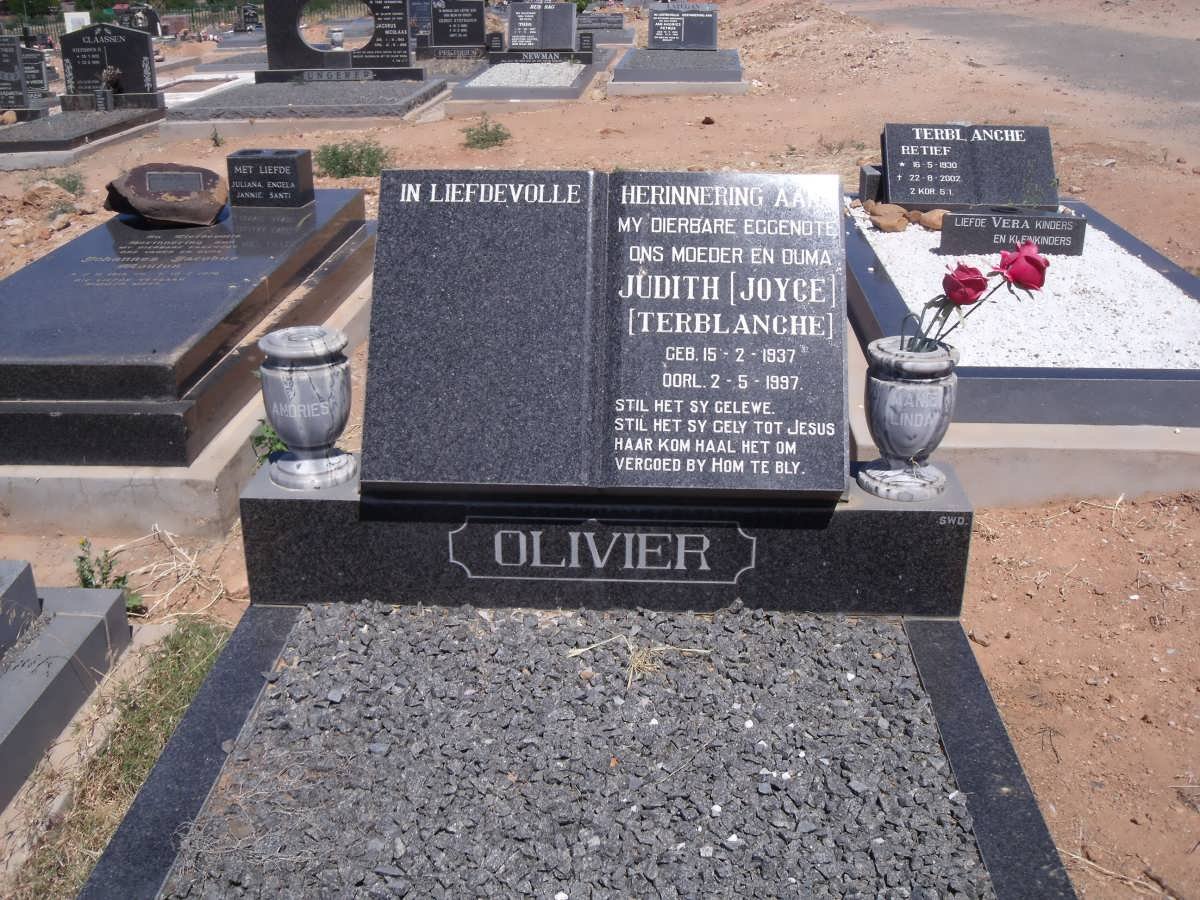 OLIVIER Judith nee TERBLANCHE 1937-1997
