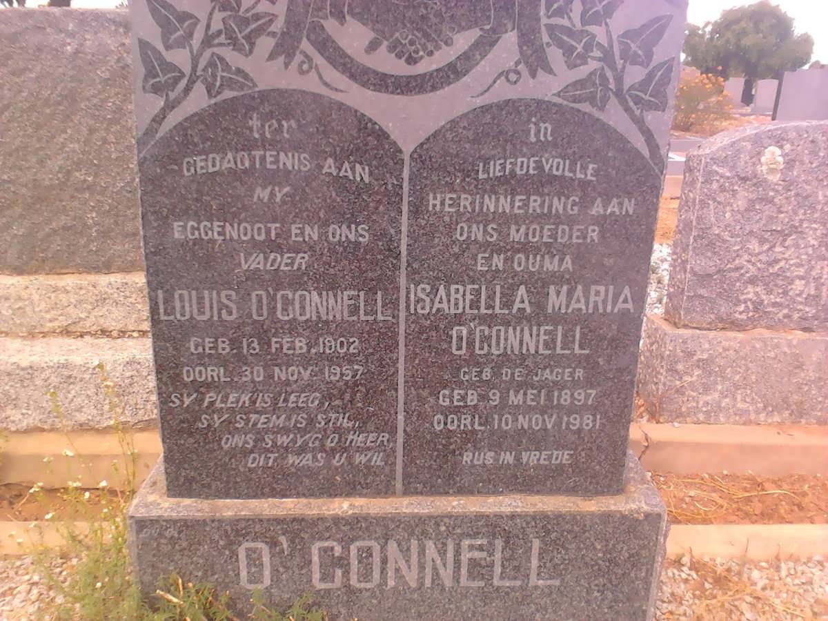 O'CONNELL Louis 1902-1957 &amp; Isabella Maria DE JAGER 1897-1981