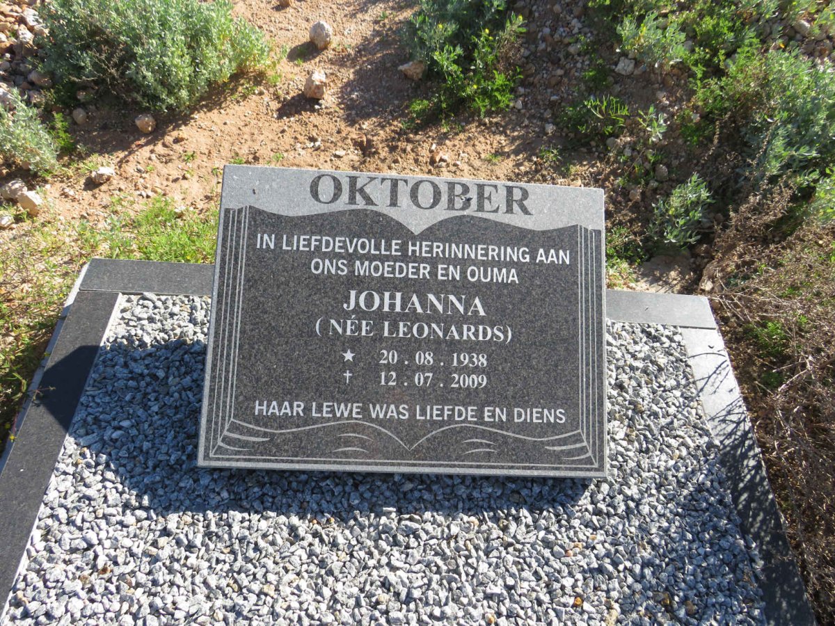 OKTOBER Johanna nee LEONARDS 1938-2009