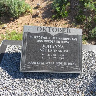 OKTOBER Johanna nee LEONARDS 1938-2009