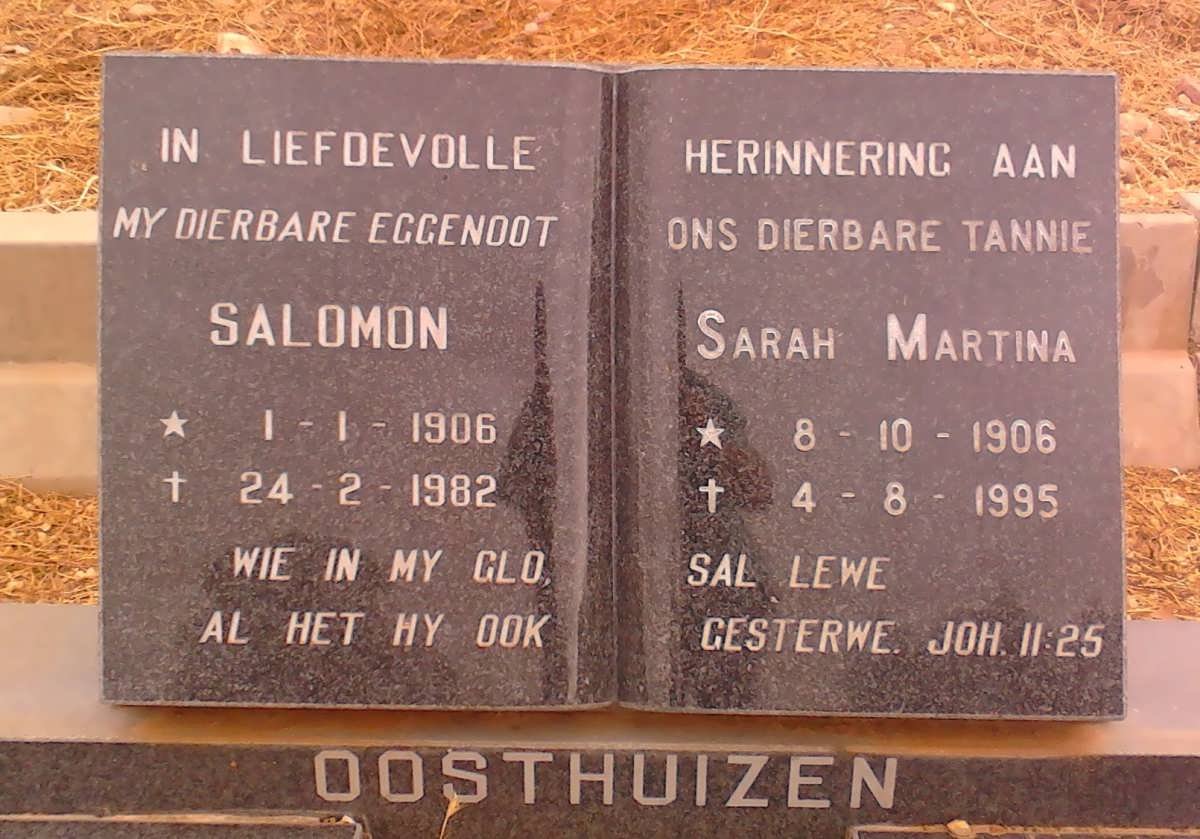 OOSTHUIZEN Salomon 1906-1982 &amp; Sarah Martina 1906-1995