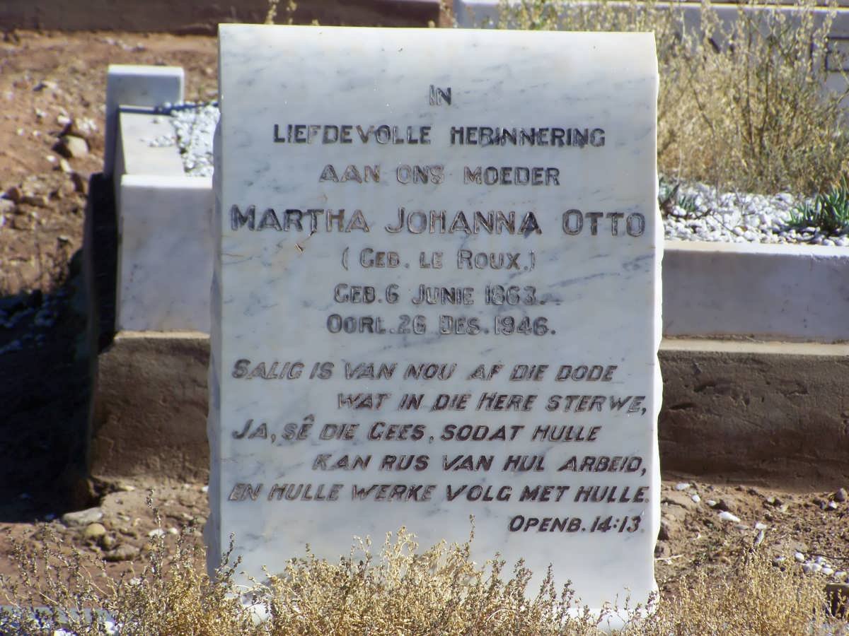OTTO Martha Johanna nee LE ROUX 1863-1946