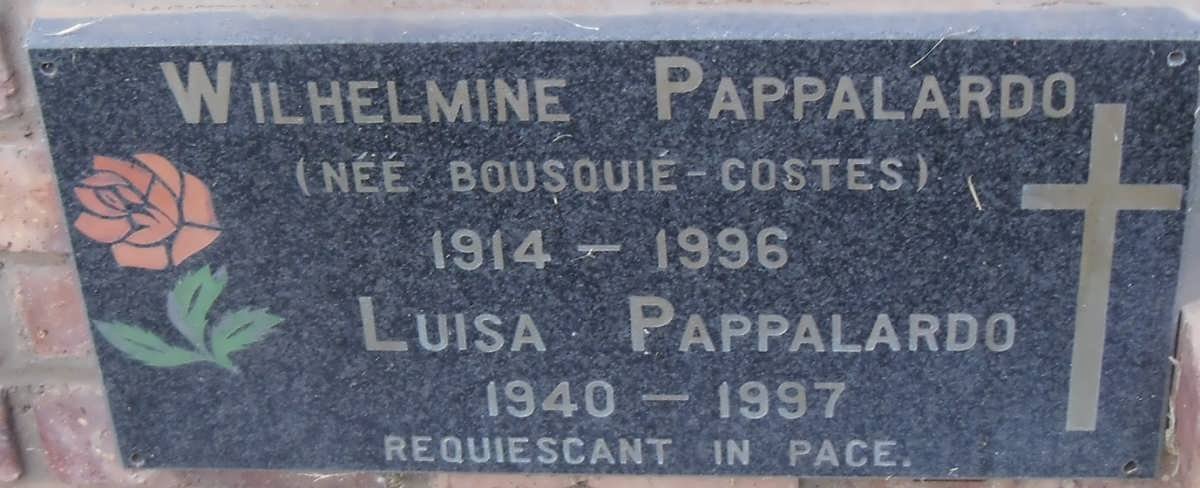 PAPPALARDO Wilhelmine nee BOUSOUIÉ-COSTES 1914-1996 :: PAPPALARDO Luisa 1940-1997