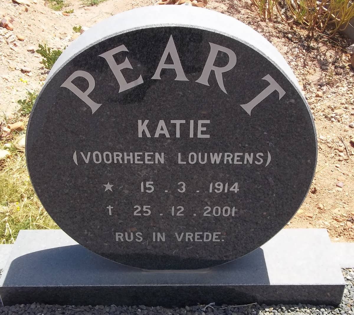 PEART Katie voorheen LOUWRENS 1914-2001