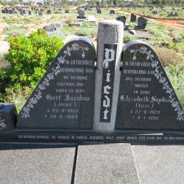 PIEDT Gert Jacobus 1923-1993 & Elizabeth Sophia 1929-1996