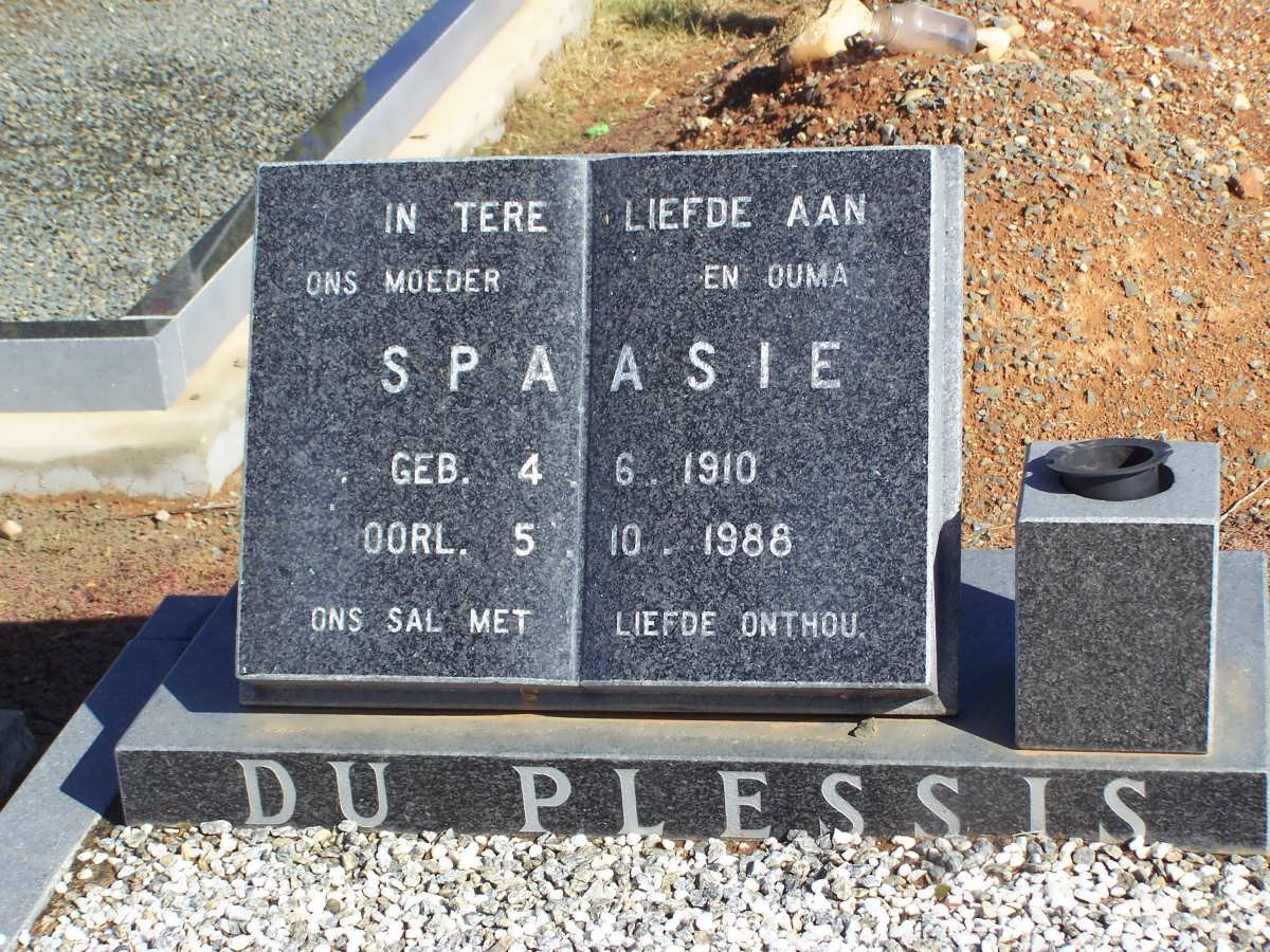 PLESSIS Spaasie, du 1910-1988