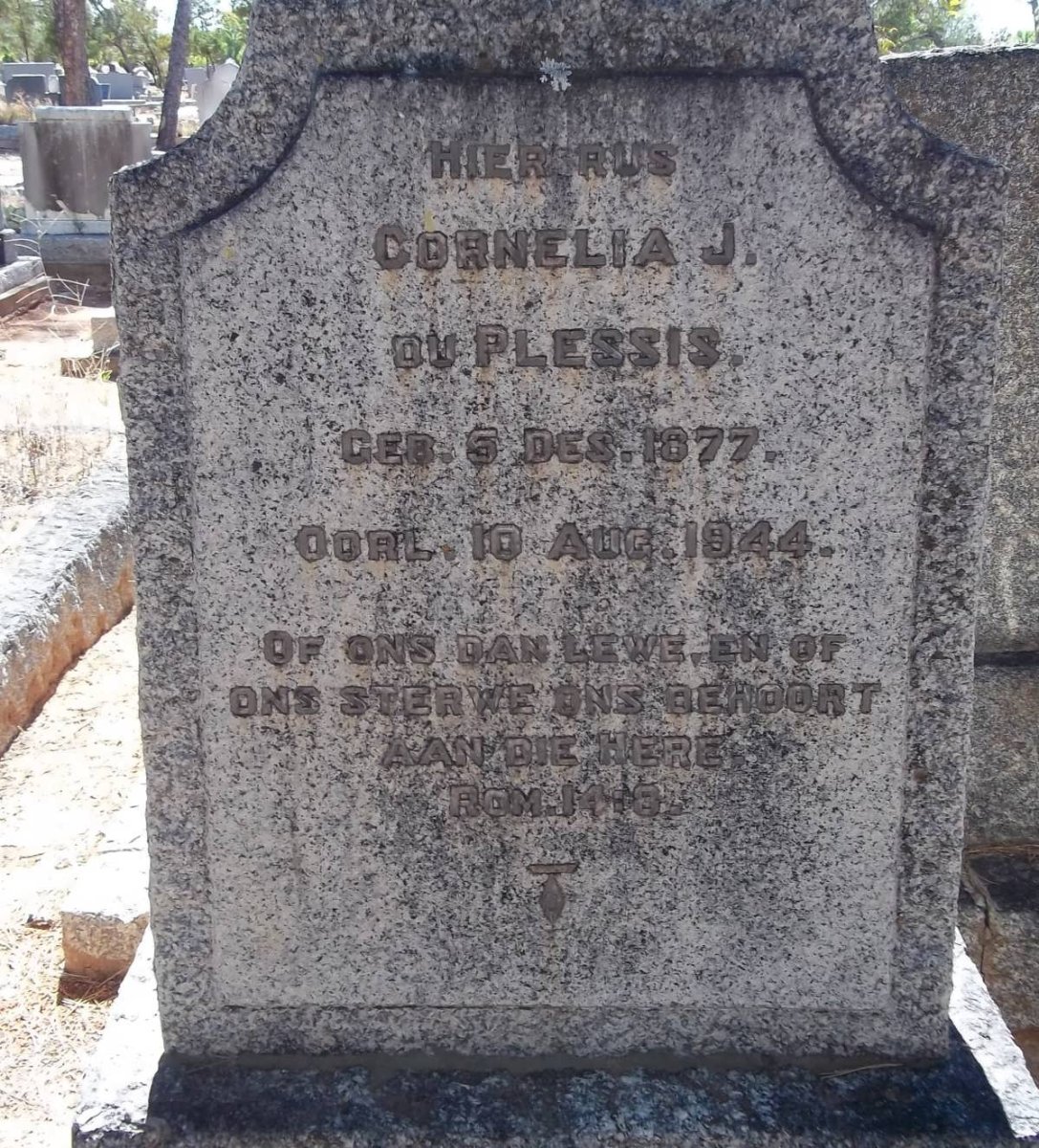 PLESSIS Cornelia J., du 1877-1944