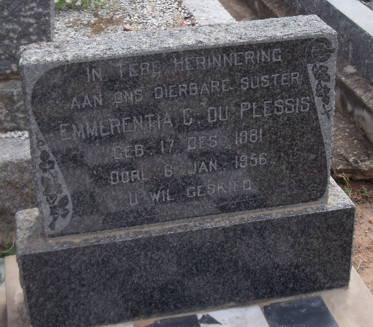 PLESSIS Emmerentia C., du 1881-1956