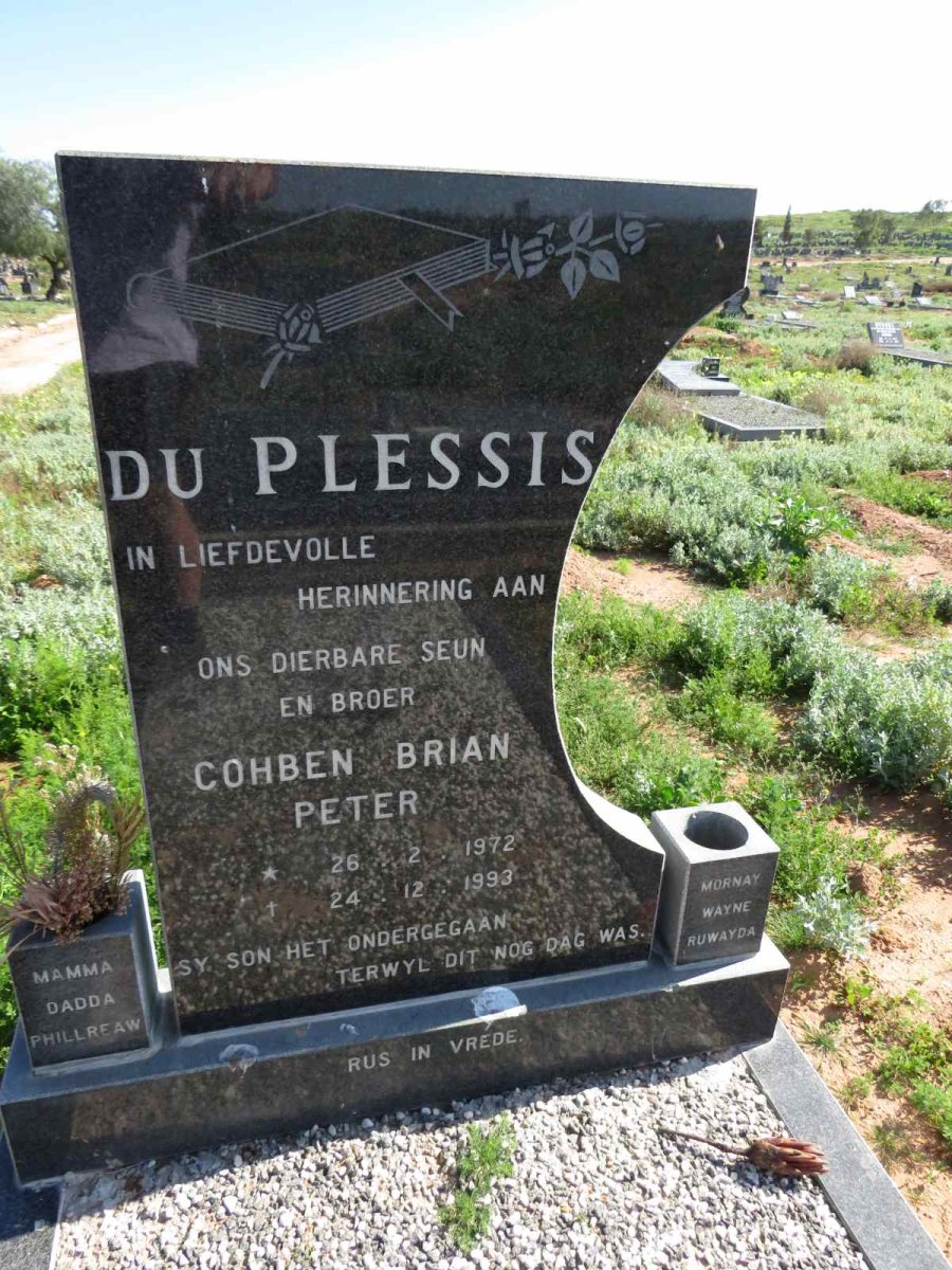 PLESSIS Cohben Brian Peter, du 1972-1993