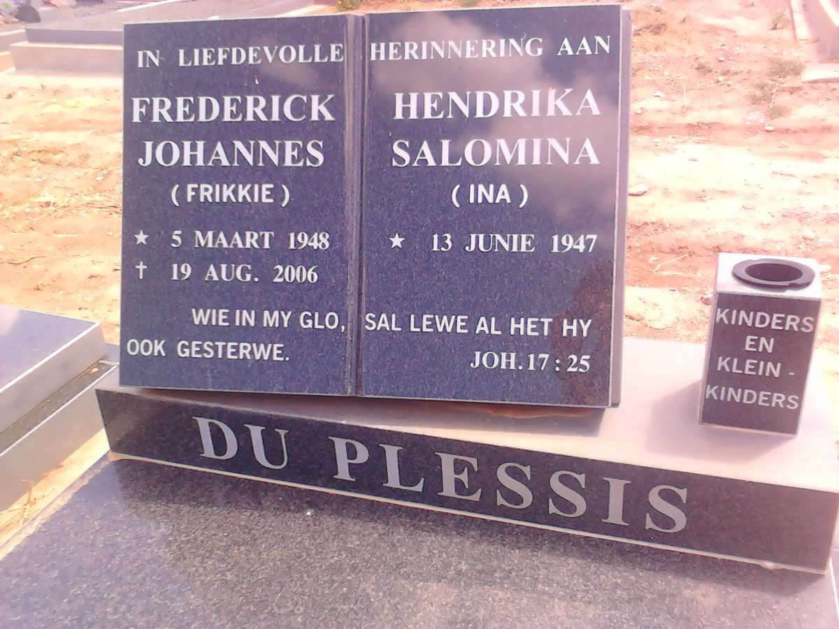 PLESSIS Frederick Johannes, du 1948-2006 &amp; Hendrika Salomina 1947-