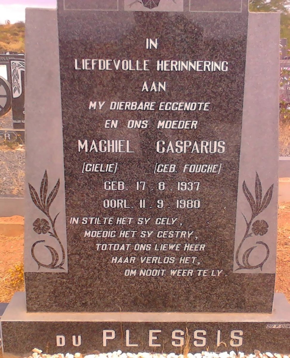 PLESSIS Machiel Casparus, du nee FOURIE 1937-1980