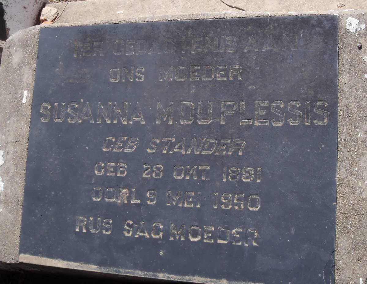 PLESSIS Susanna M. nee STANDER, du 1881-1950