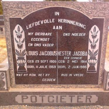 POTGIETER Louis Jacobus 1905-1969 &amp; Hester Jacoba GERBER 1914-1986