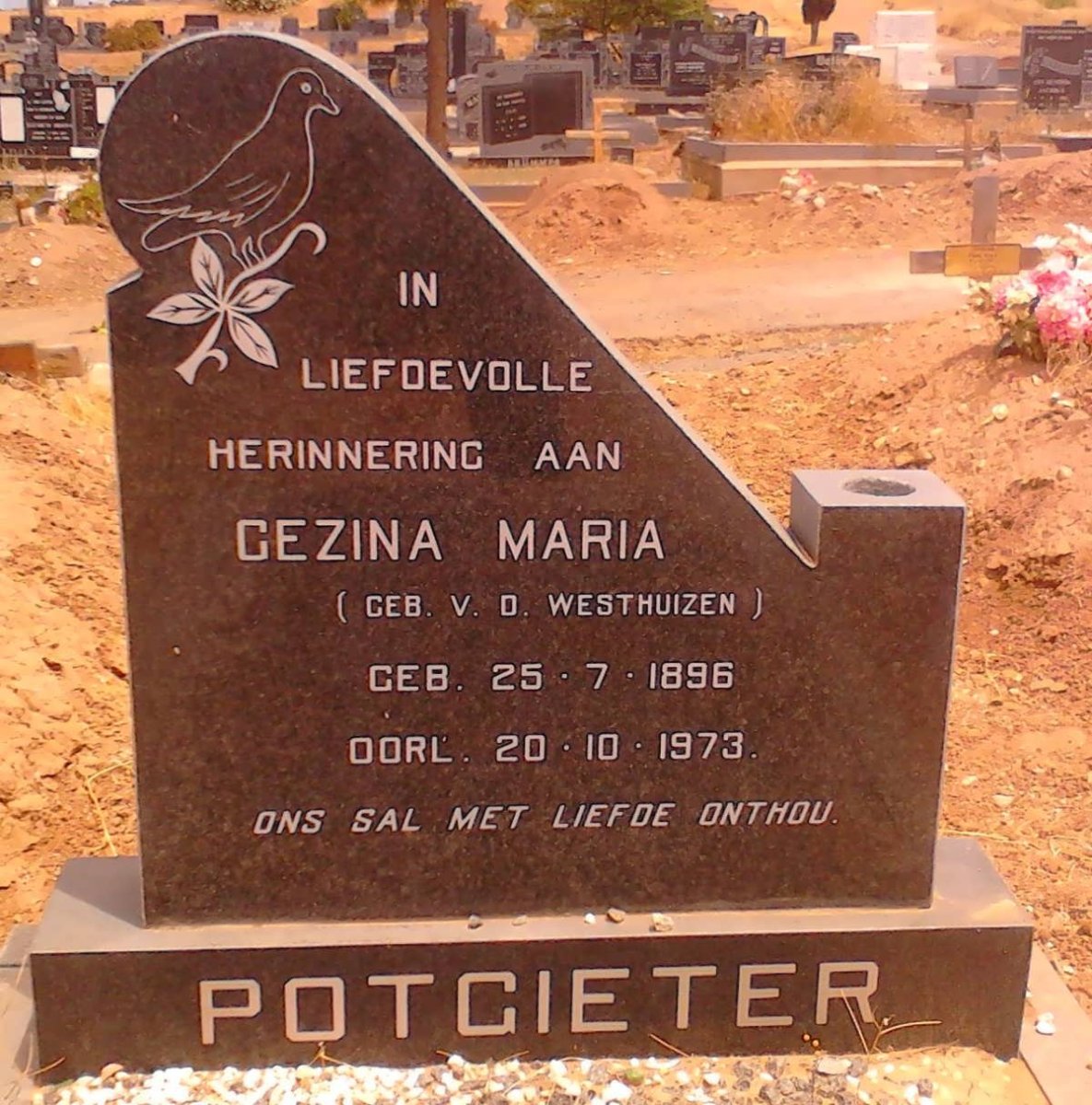 POTGIETER Gezina Maria nee VAN DER WESTHUIZEN 1896-1973