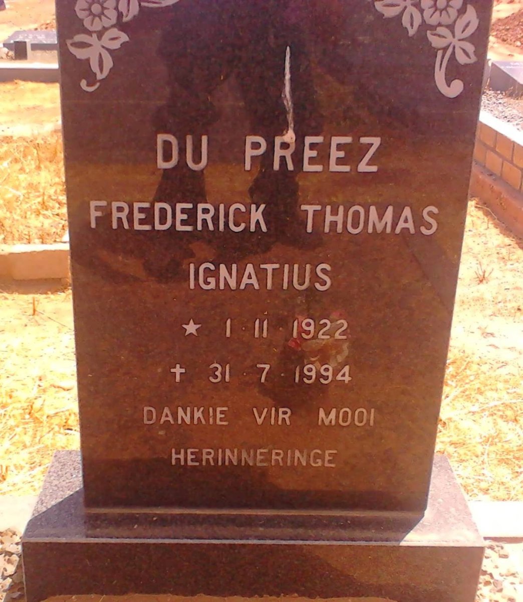 PREEZ Frederick Thomas Ignatius, du 1922-1994