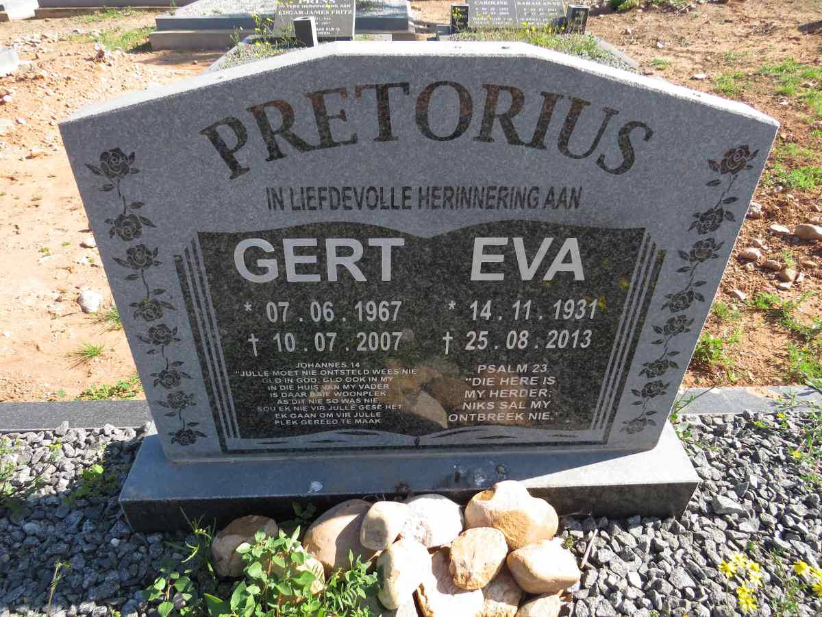 PRETORIUS Eva 1931-2013 :: PRETORIUS Gert 1967-2007
