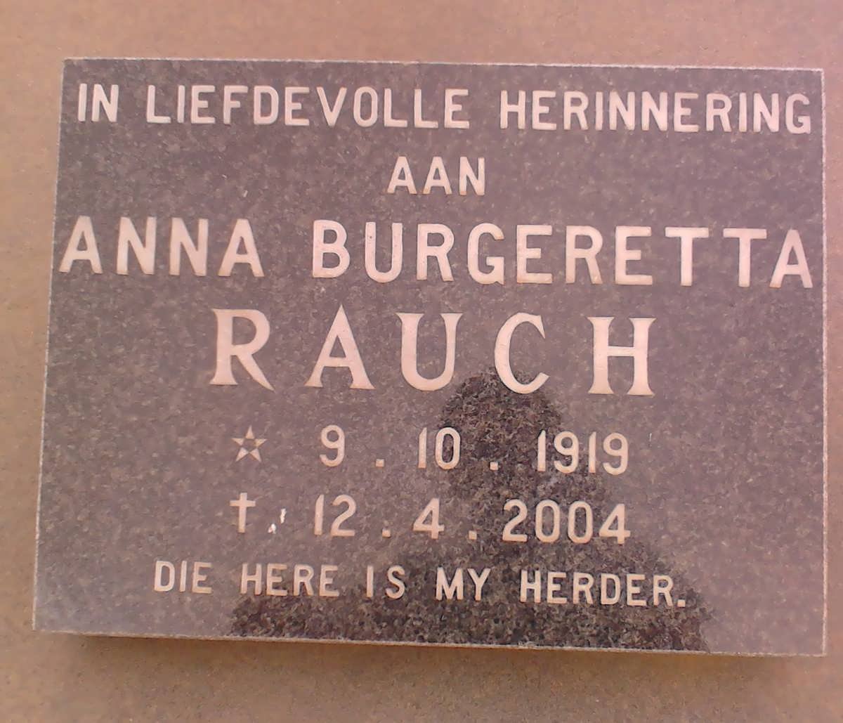 RAUCH Anna Burgeretta 1919-2004