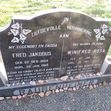RAUBENHEIMER Fred Jakobus 1924-1969 & Winifred Rosa 1923-2003