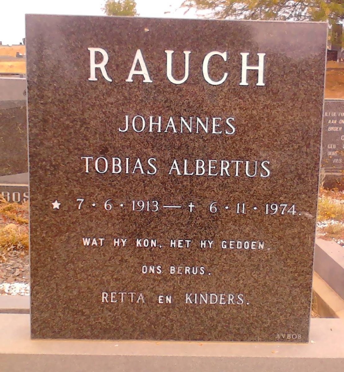 RAUCH Johannes Tobias Albertus 1913-1974