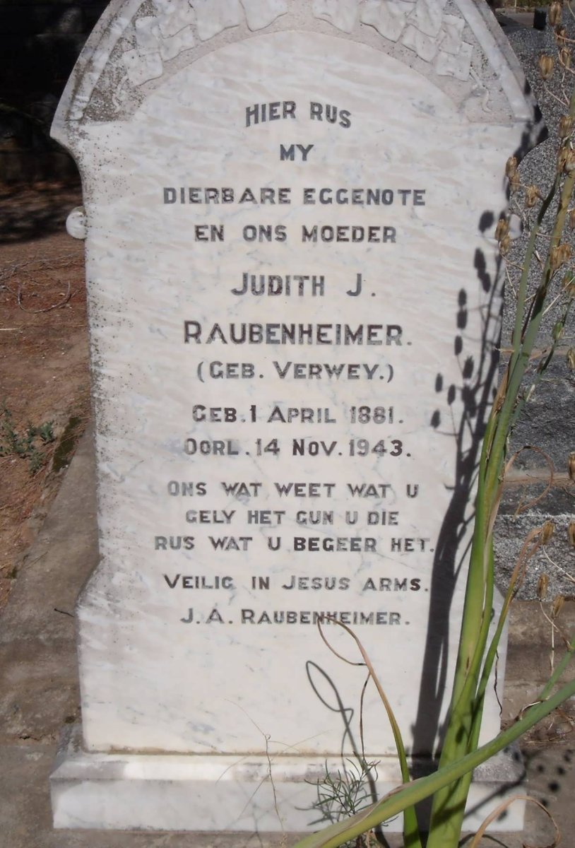 RAUBENHEIMER Judith J. nee VERWEY 1881-1943