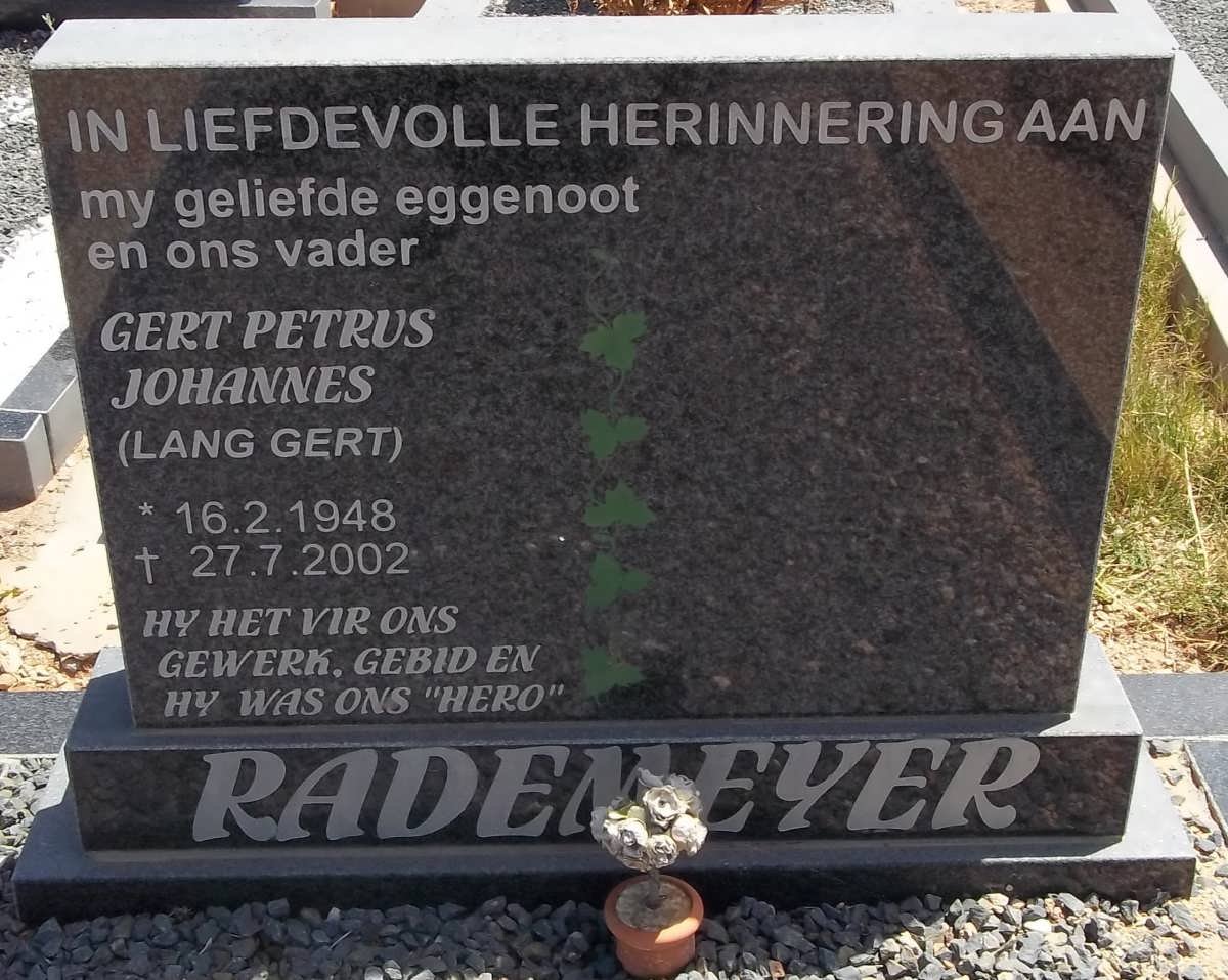 RADEMEYER Gert Petrus Johannes 1948-2002