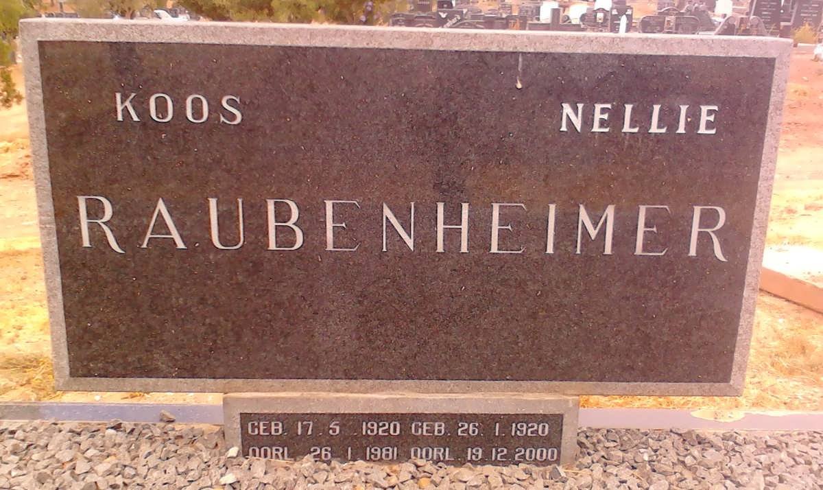 RAUBENHEIMER Koos 1920-1981 &amp; Nellie 1920-2000