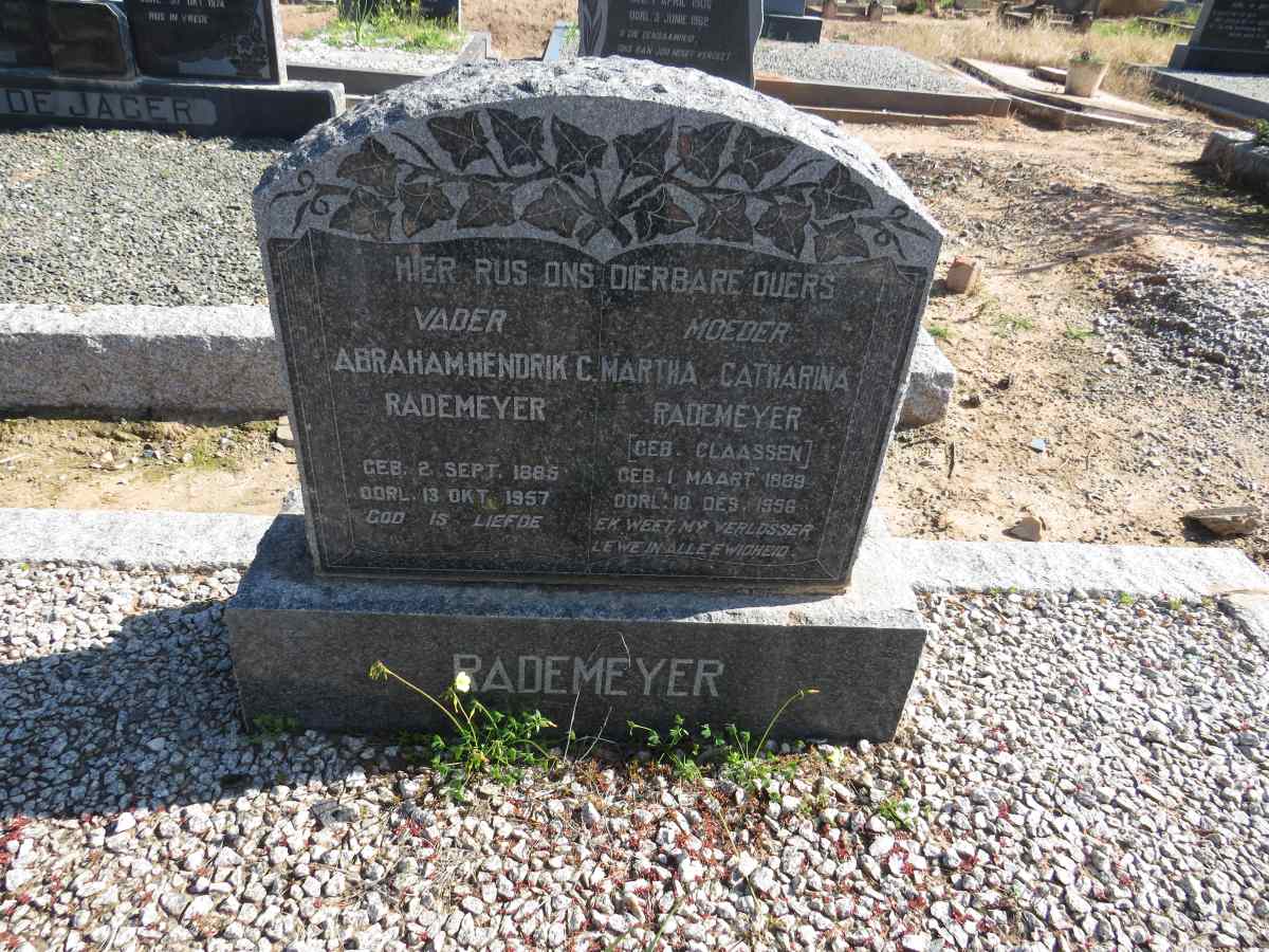 RADEMEYER Abraham Hendrik C. 1885-1957 & Martha Catharina CLAASSEN 1889-1956