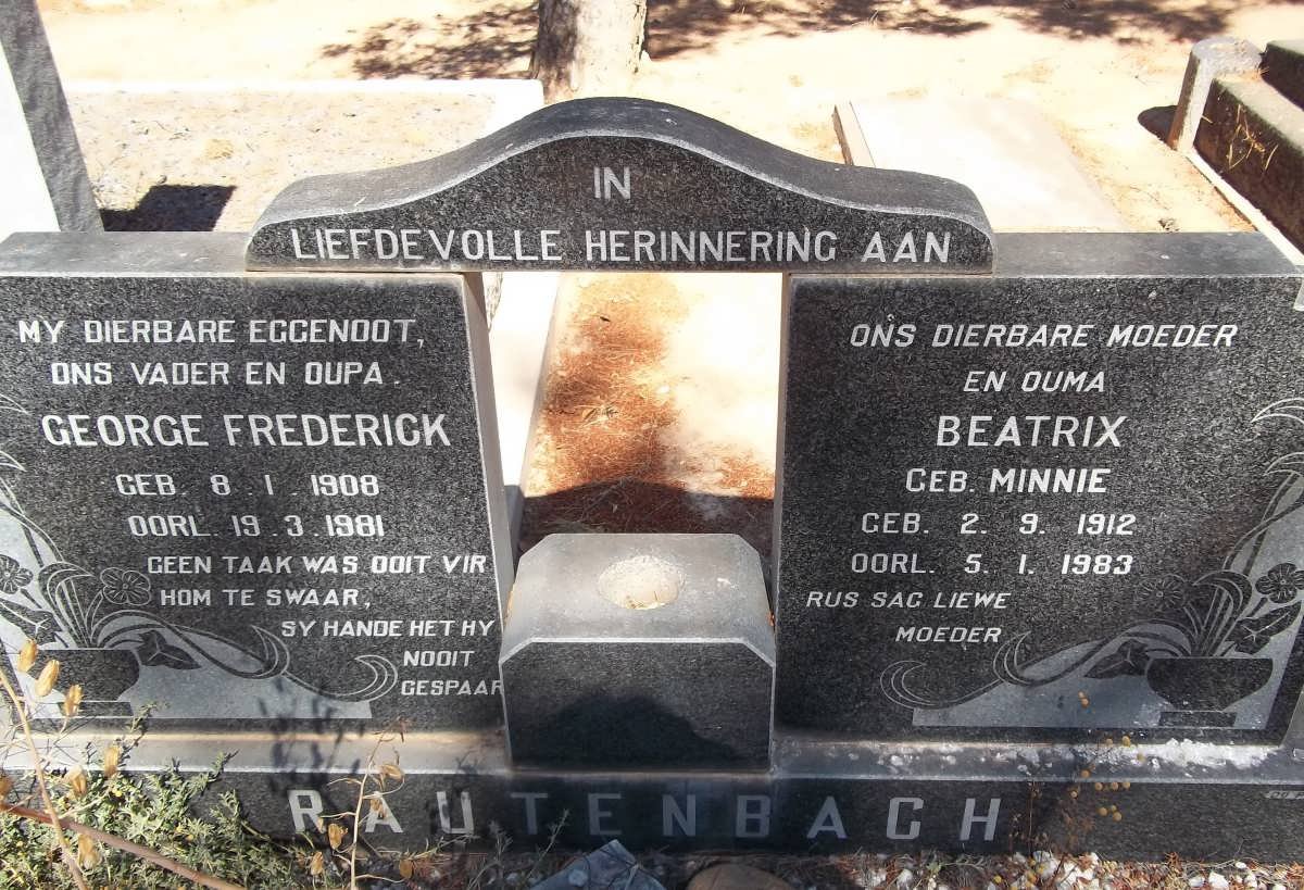 RAUTENBACH George Frederick 1908-1981 &amp; Beatrix MINNIE 1912-1983
