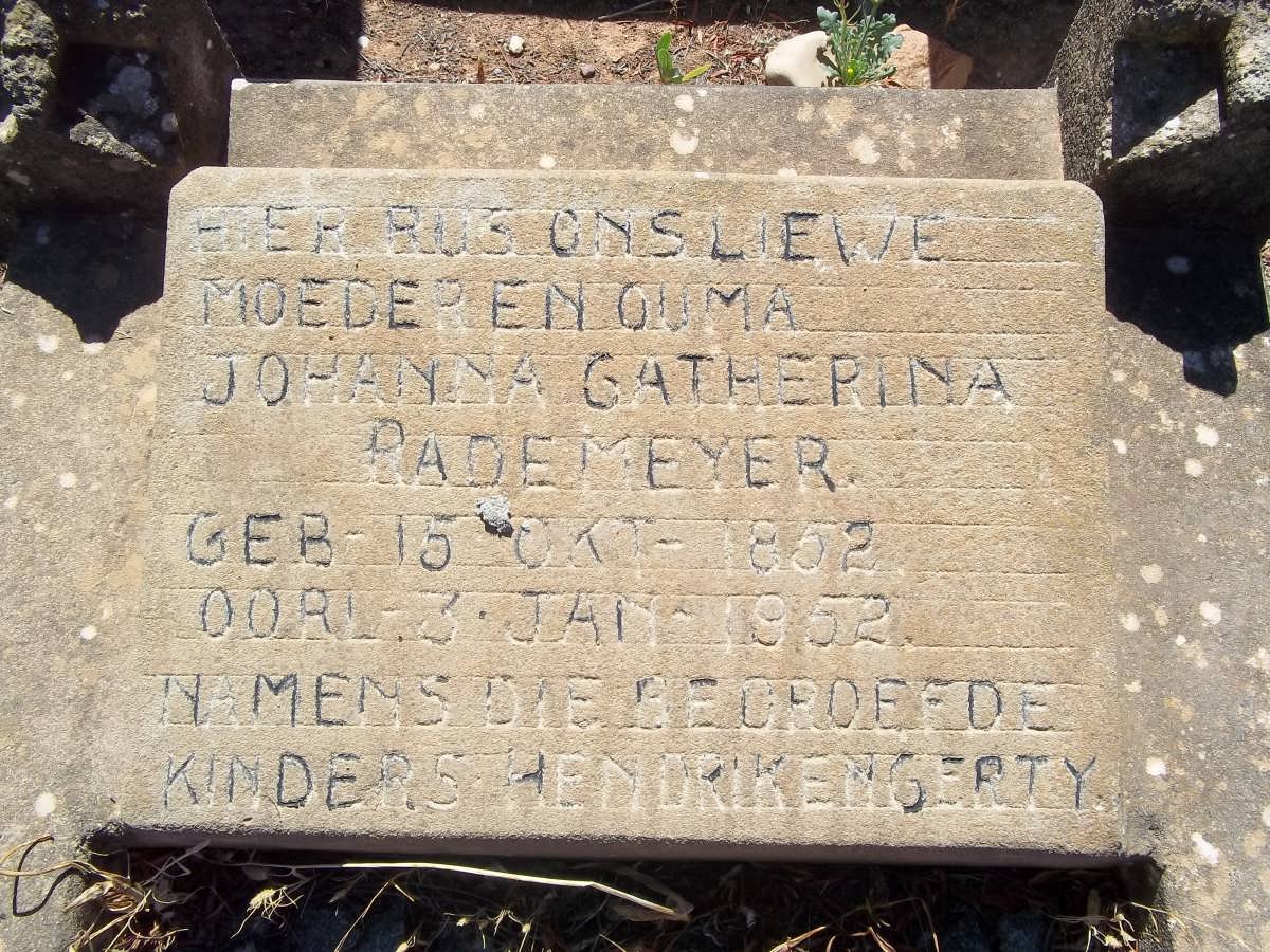RADEMEYER Johanna Catherina 1852-1952