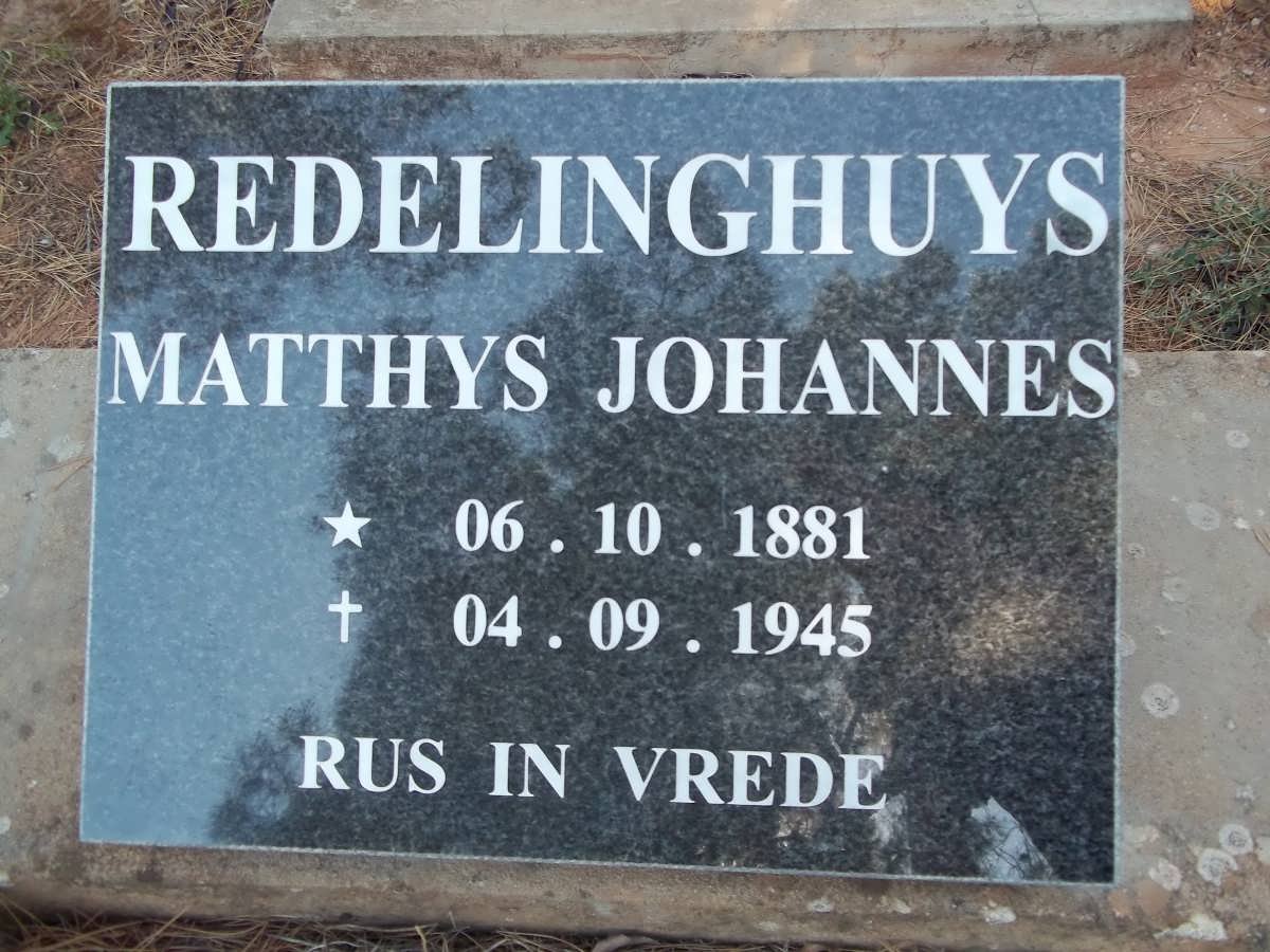 REDELINGHUYS Matthys Johannes 1881-1945
