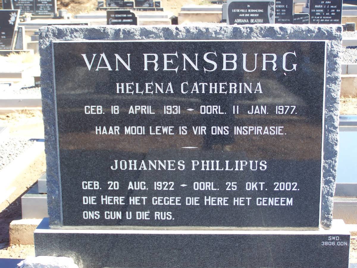RENSBURG Johannes Phillipus, van 1922-2002 &amp; Helena Catherina 1931-1977