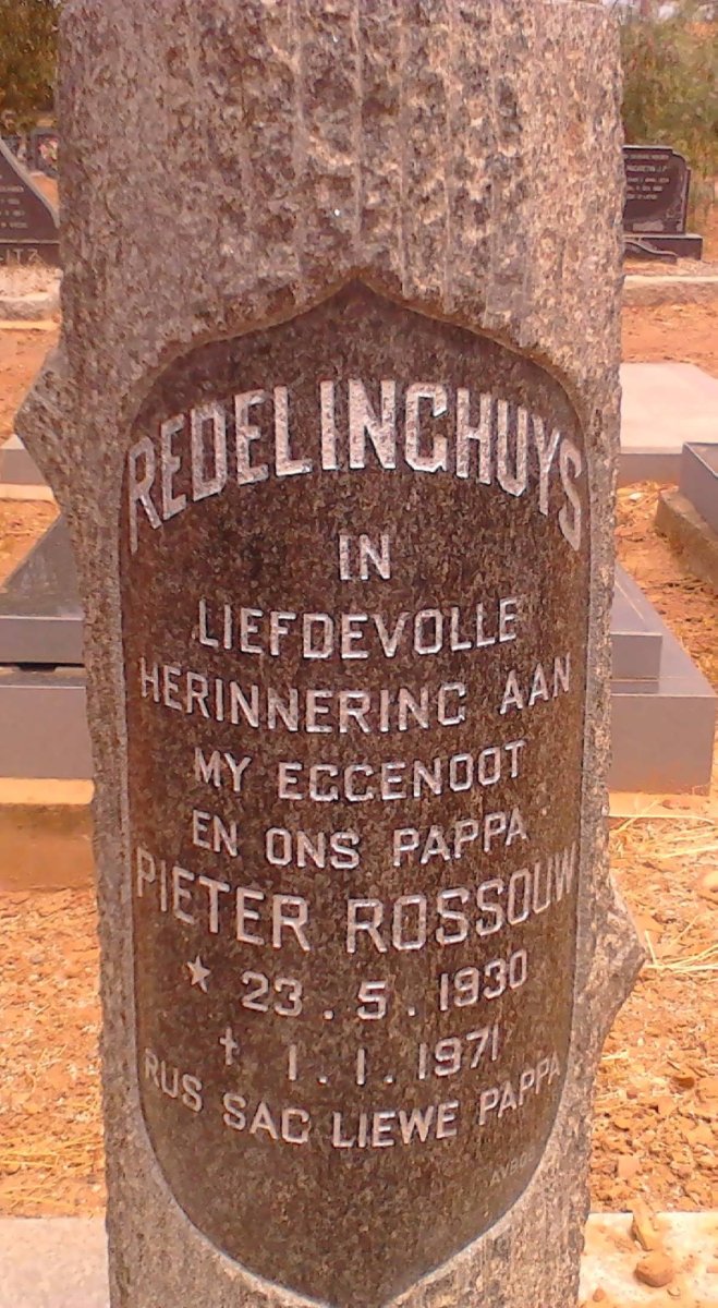 REDELINGHUYS Pieter Rossouw 1930-1971