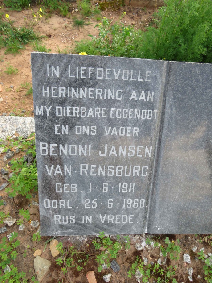 RENSBURG Benoni Jansen, van 1911-1968