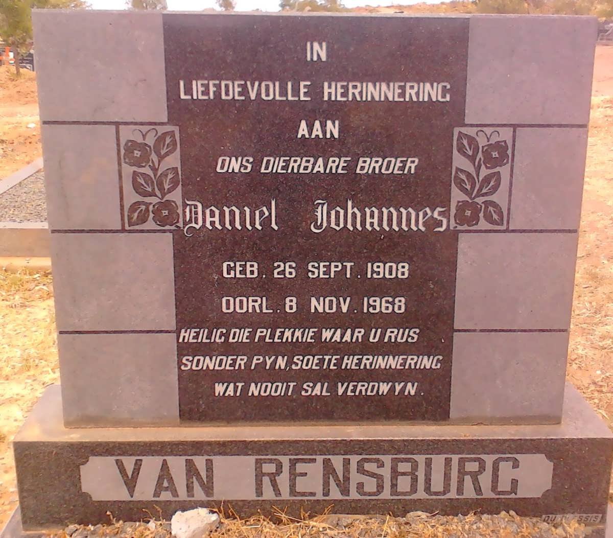 RENSBURG Daniel Johannes, van 1908-1968