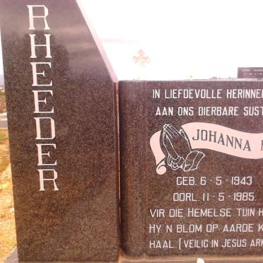 RHEEDER Johanna M. 1943-1985