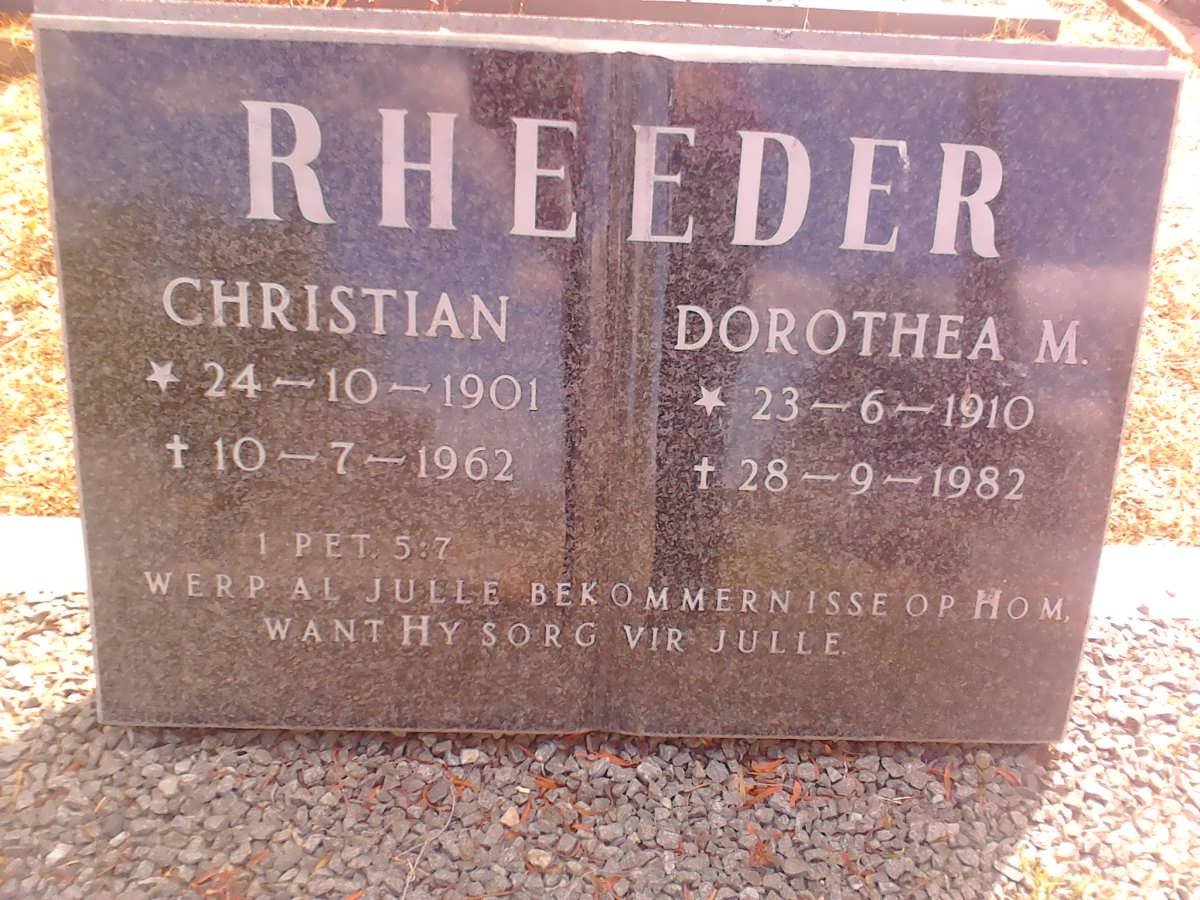 RHEEDER Christian 1901-1962 &amp; Dorothea M. 1910-1982