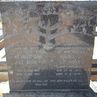 ROUX Petrus J.M., le 1869-1957 &amp; Maria J. BURGER 1876-1963