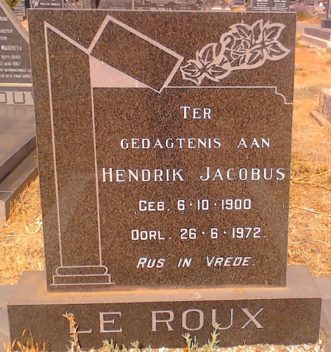 ROUX Hendrik Jacobus, le 1900-1972