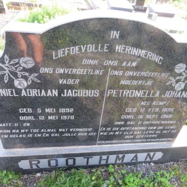 ROOTHMAN Daniel Adriaan Jacobus 1892-1970 & Petronella Johanna KEMP 1895-1968