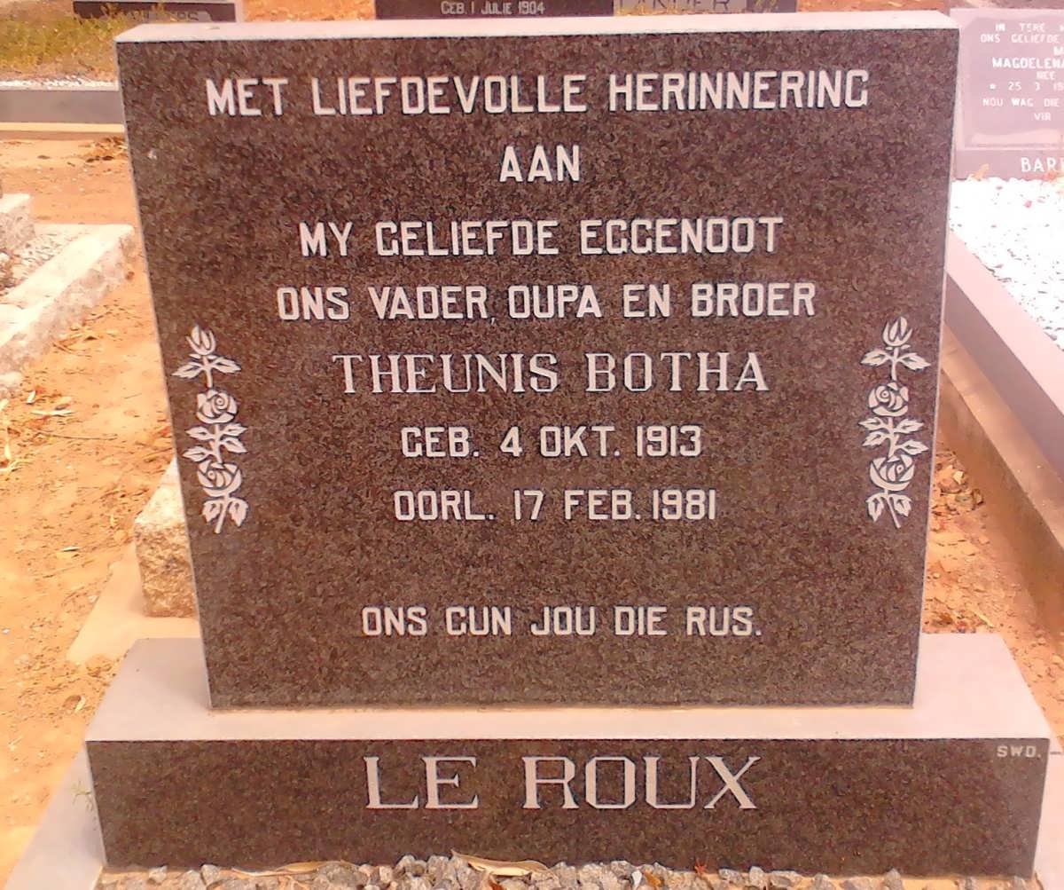 ROUX Theunis Botha, le 1913-1981