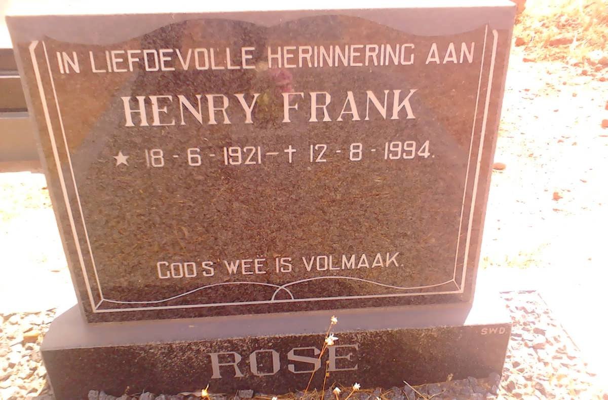 ROSE Henry Frank 1921-1994