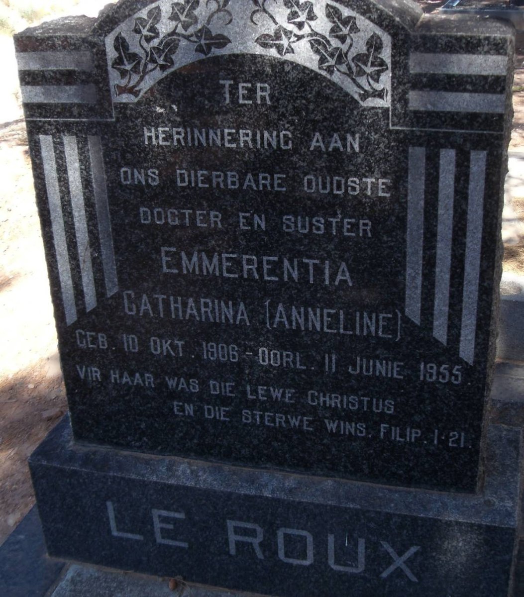 ROUX Emmerentia Catharina, le 1906-1955