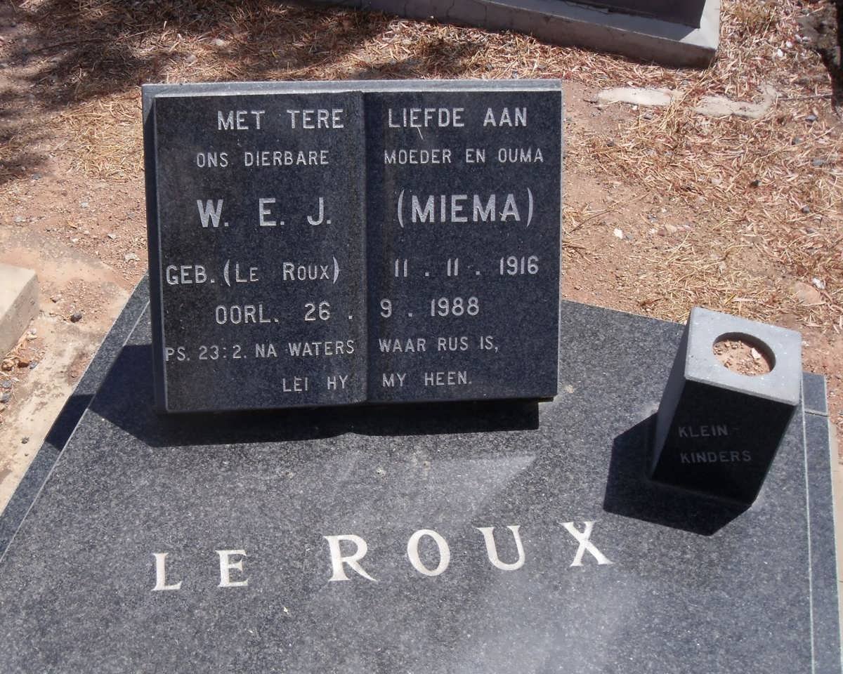 ROUX W.E.J., le nee le ROUX 1916-1988