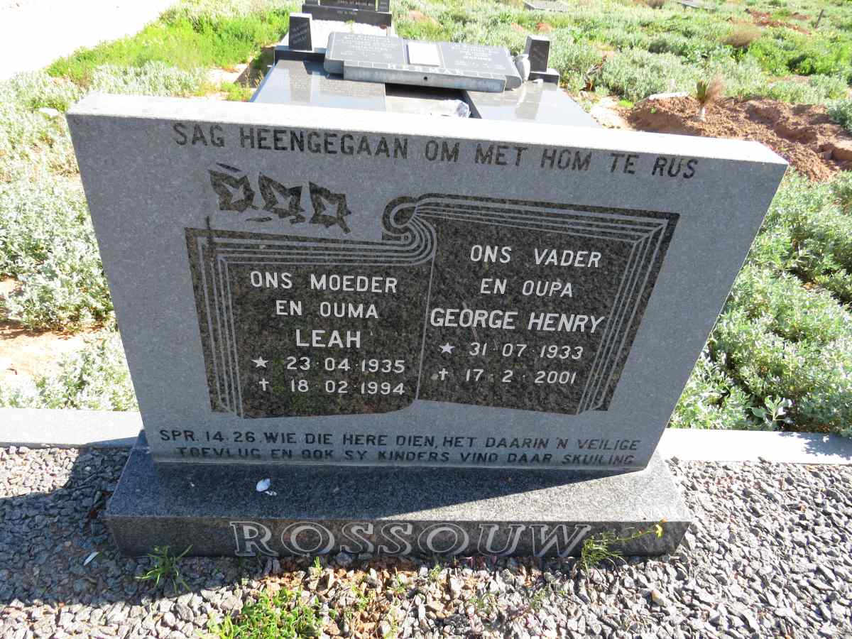 ROSSOUW George Henry 1933-2001 & Leah 1935-1994