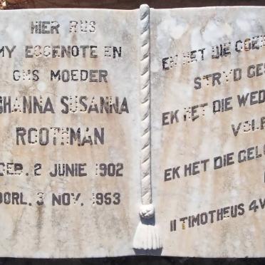 ROOTHMAN Johanna Susanna 1902-1953