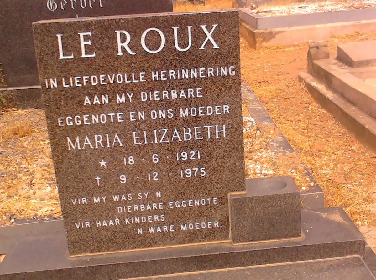 ROUX Maria Elizabeth, le 1921-1975