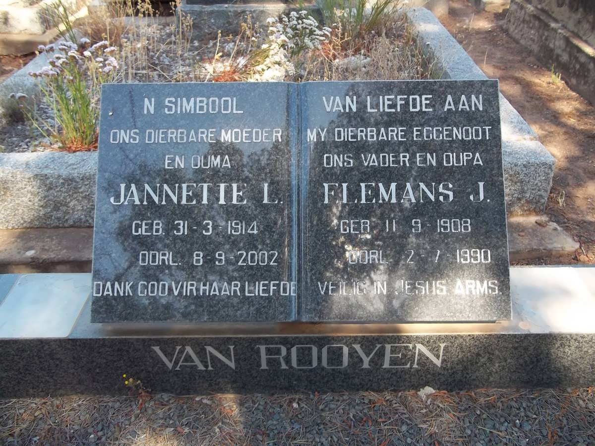 ROOYEN Elemans J., van 1908-1990 &amp; Jannetie L. 1914-2002