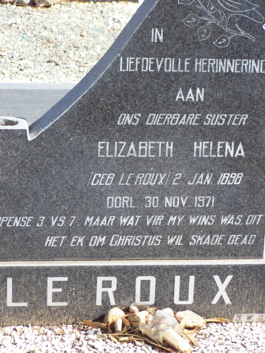 ROUX Elizabeth Helena, le nee LE ROUX 1898-1971