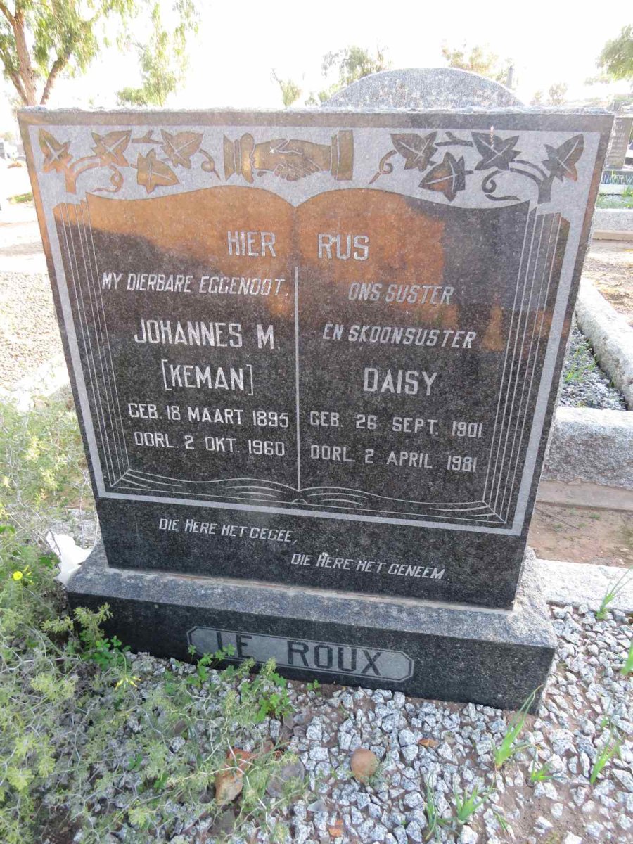 ROUX Johannes M., le 1895-1960 & Daisy 1901-1981
